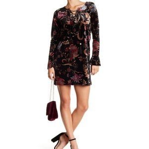 Wild Pearl Velvet Lace Up Mini Dress XL